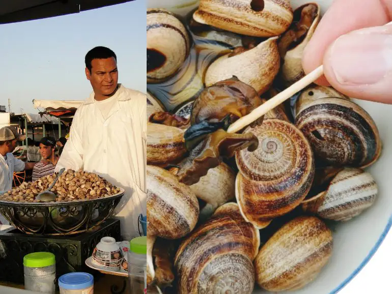famous street food in morocco, babbouche snails