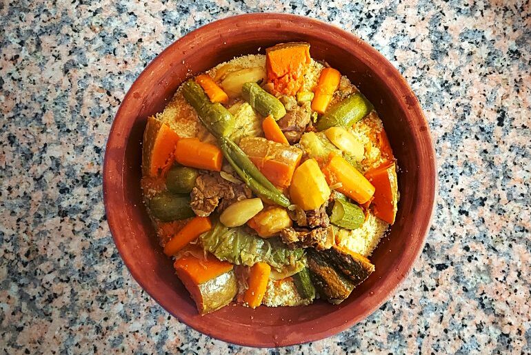 Moroccan Couscous recipe with beef and seven vegetables