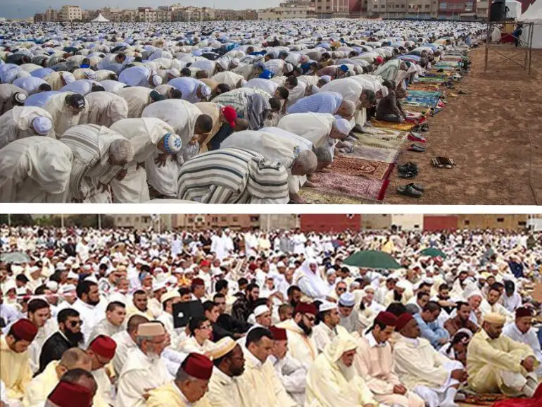 eid al fitr prayer in morocco; salat el eid; end of ramadan celebration 
